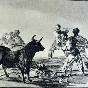 Mob Bullfighting Original Antique Vintage Fine Art GOYA Print of Etching 1960’s